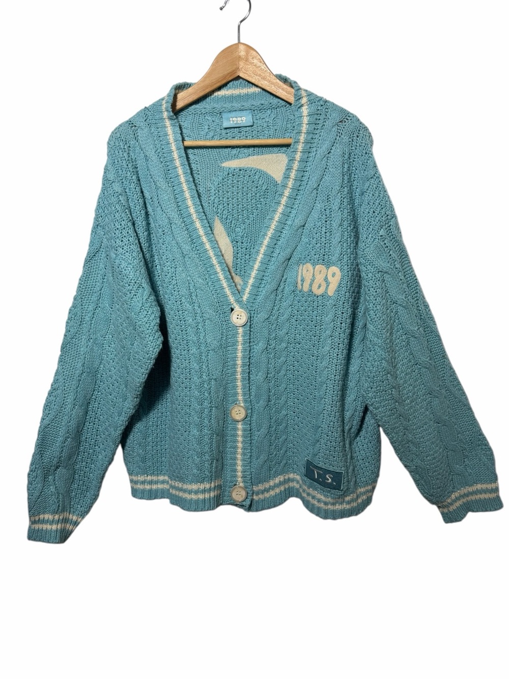 Taylor Swift 1989 Taylors Version Cable Knit Cardigan Sweater Blue Womens Sz M L